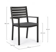 4x Anthracite chair with aluminum armrest and cushion in industrial style