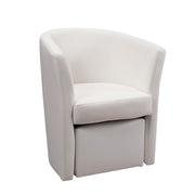 Upholstered armchair covered in white eco-leather and removable pouf 64x63xh.76