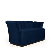 Argentario 2 seater sofa in midnight blue velvet with black base