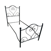 Single bed in wrought iron with footboard Black Gold POPAVERO 90x201x h126 cm