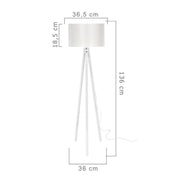 (2c) Tripod floor lamp in wood and white fabric RODI 36x h136 cm