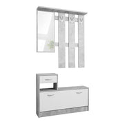 White and concrete entrance wardrobe cabinet 100x25xh.180 cm