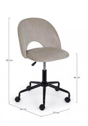 Taupe velvet office chair and steel base