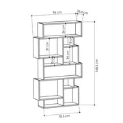Horizontal Double-sided Anthracite Bookcase with 10 Open Compartments 96cm x 25.5cm x 168.5cm